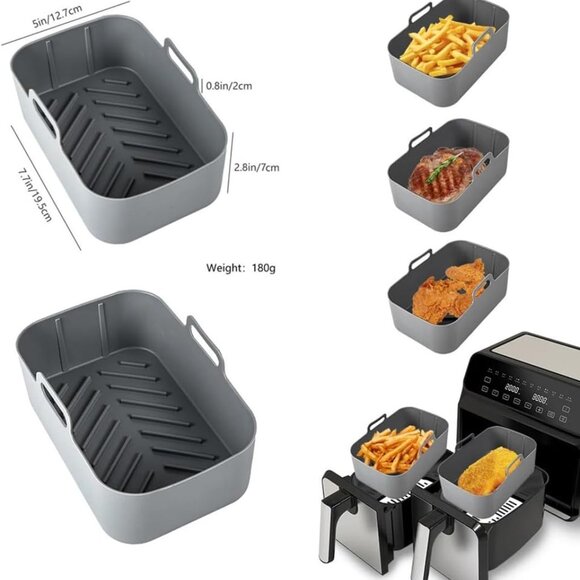 2/$14 💥🆕 Air Fryer Gray Reusable Rectangle Silicon Liners | 2 Pack | 4730 - Picture 6 of 6